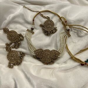 Indian polka choker necklace set